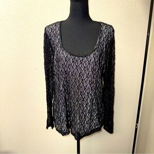NWT Bar III Black Lace Long Sleeve Top. Plus Size 3X